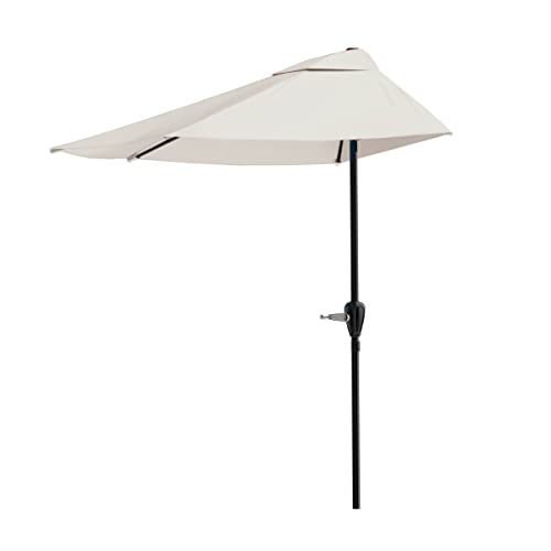 Pure Garden 9 Fuß halber Terrassenschirm - Easy Crank Halbkreis Öffnung Schattenüberdachung -...