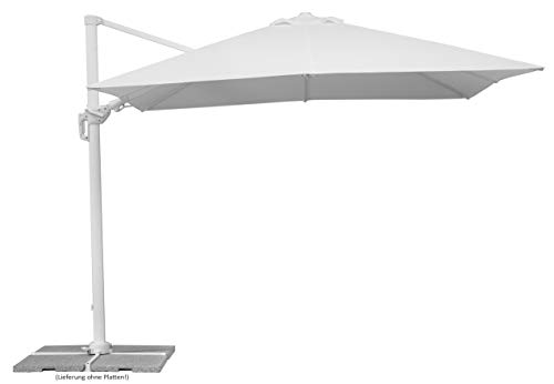 Schneider Sonnenschirm Rhodos Twist Bianco, weiß, 300 x 300 cm quadratisch, 731-01, Gestell...