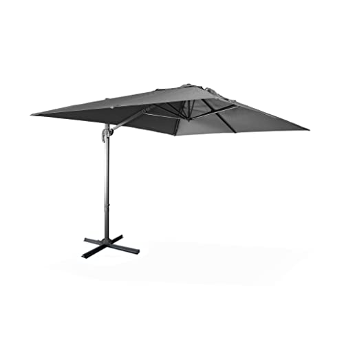 Rechteckiger Sonnenschirm 3x4m - Wimereux- Grau - Schirm, 360° kippbar und drehbar