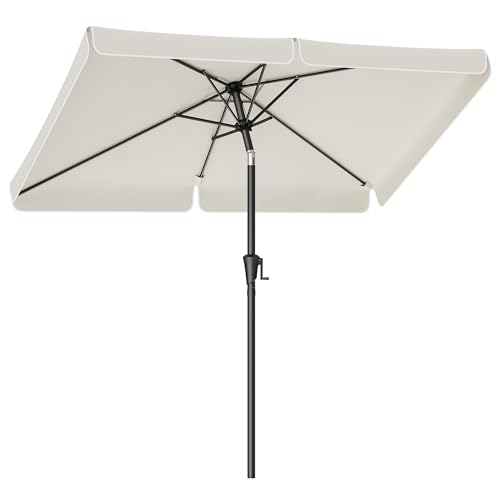 SONGMICS Sonnenschirm 300 x 200 cm, rechteckiger Balkonschirm, Sonnenschutz UPF 50+, beidseitig um...