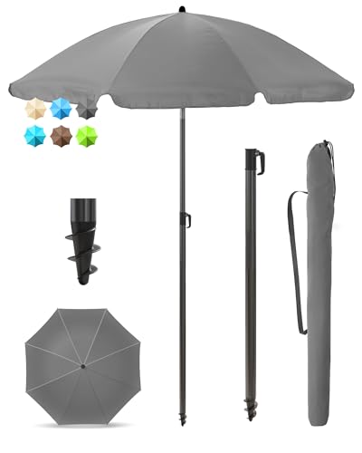 Menz Sonnenschirm Balkon + Sonnenschirmhülle - UV50+ Strandschirm 180 cm, Balkonschirm mit...