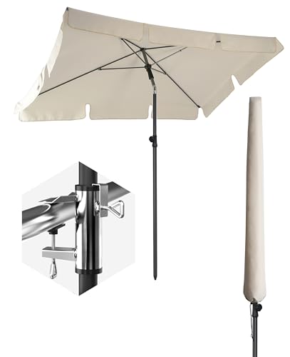 4smile Sonnenschirm Balkon + Sonnenschirmhalter Balkongeländer + Sonnenschirm Schutzhülle - SET...