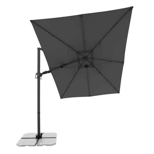 Doppler - Derby Style Sonnenschirm - Ampelschirm 300 cm x 220 cm in Dunkelgrau um 360° drehbar -...