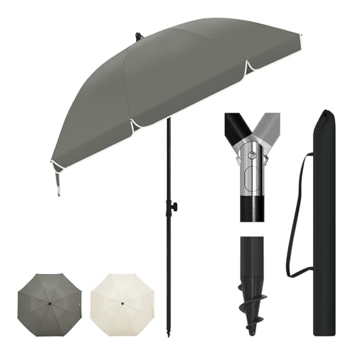 Laneetal Sonnenschirm Strand φ135 cm, UV-Schutz UPF 50+, höhen- und neigungsverstellbar, tragbar...