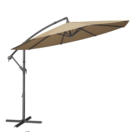 SONGMICS Sonnenschirm, Ampelschirm 300 cm d, mit Ständer, Sonnenschutz Balkon, Balkonschirm,...