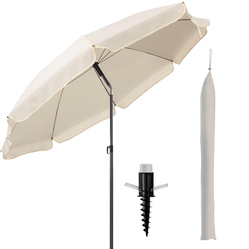 Menz Sonnenschirm Strand Ø 180 cm, 3er Set - Strandschirm windfest stabil, UPF50+ Sonnenschirm...