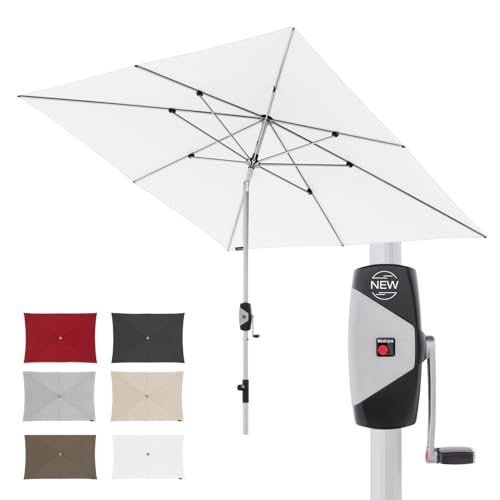 Knirps Automatic Sonnenschirm 260x165cm Weiss I innovativer UV-Schutz mit automatischem Öffnen &...