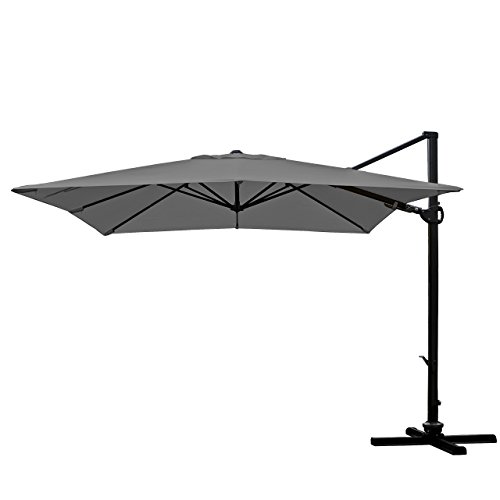 Mendler Gastronomie-Ampelschirm HWC-A39, 3x3m (Ø4,24m) schwenkbar drehbar, Polyester/Alu 31kg ohne...