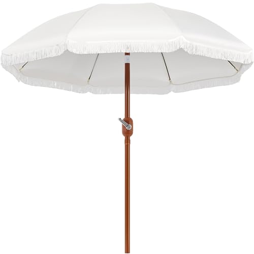 Yaheetech Romantischer Quasten Sonnenschirm Ø 242 cm Klappbarer Gartenschirm...