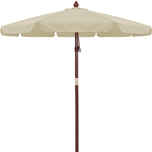 Kingsleeve Holz Sonnenschirm 330 cm UV Schutz 80+ Schutzhülle Seilzug Groß Rund Stabil Windfest...