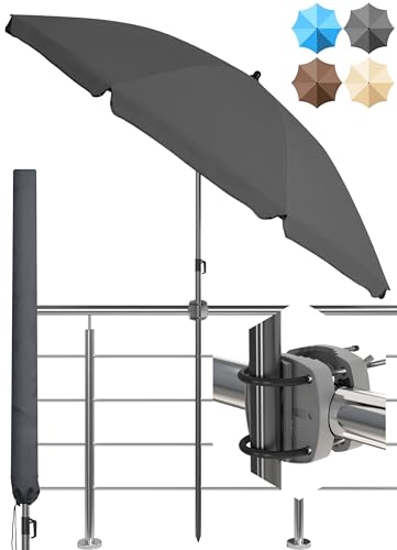 4smile Sonnenschirm Balkon SunnyJoy, 3-in-1 SET, Anthrazit - UPF 50+ Sonnenschirm Ø 180 cm +...