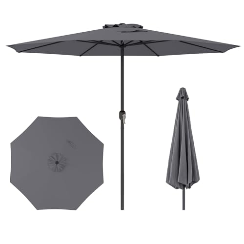 COSTWAY Sonnenschirm 350 cm, großer Gartenschirm mit Kurbel, Terrassenschirm mit 8 Rippen,...