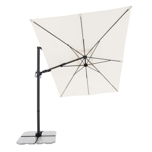 Doppler - Style Sonnenschirm für den Garten - Ampelschirm 300 cm x 220 cm in Natur um 360° drehbar...