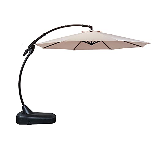 Grand patio Sonnenschirm mit Schirmständer, Gartenschirm 350cm mit Volant,...