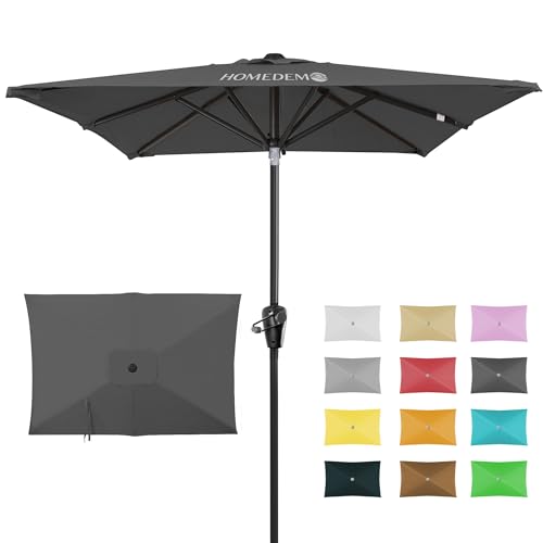 HOMEDEMO Sonnenschirm Balkon Rechteckig 210x140 cm mit 6 Rippen, Schirm groß Gartenschirm...