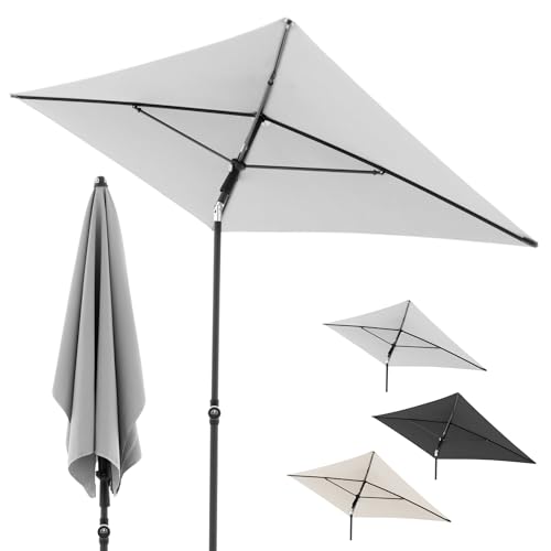 Doppler Sonnenschirm für den Garten Rethink 180x120cm in Hellgrau - Rechteckiger Sonnenschirm für...