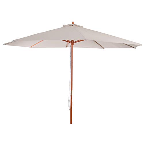 Mendler Sonnenschirm Florida, Gartenschirm Marktschirm, Ø 3,5m Polyester/Holz 7kg - creme