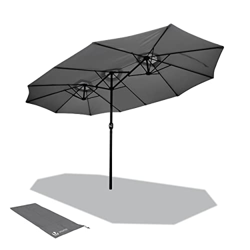 VOUNOT Doppelsonnenschirm mit Handkurbel, Sonnenschirm Marktschirm Gartenschirm Terrassenschirm,...