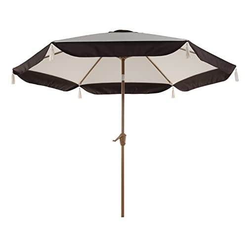 Grand patio Sonnenschirm, Ø270cm, Sonnenschirm Balkon mit Quastendesign mit Druckknopfneigung und...