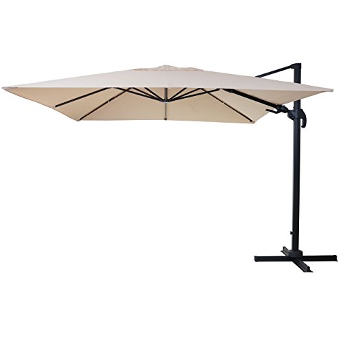 Mendler Gastronomie-Ampelschirm HWC-A96, 3x3m (Ø4,24m) schwenkbar, Polyester Alu/Stahl 23kg drehbar...