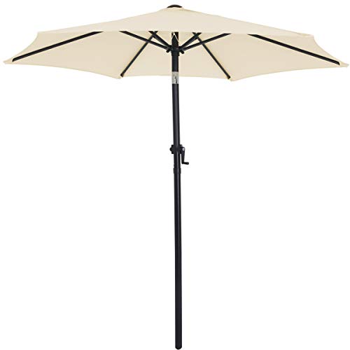 Kingsleeve Sonnenschirm 200 cm mit UV Schutz 80+ Schutzhülle Kurbel Knickbar Rund 2m Balkon Garten...