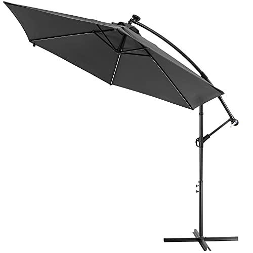 Kingsleeve Ampelschirm LED Beleuchtung UV Schutz 80+ Solar Ständer Schutzhülle 330cm Groß Kurbel...