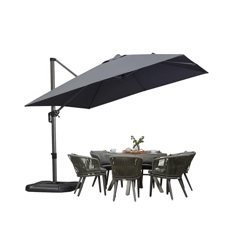 PURPLE LEAF Sonnenschirm 300 x 300 cm Groß Ampelschirm mit Kurbel 360-Grad Drehbar mit Fußpedal...