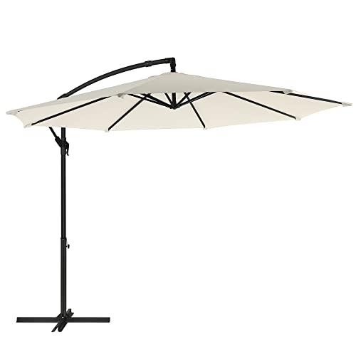 SONGMICS Sonnenschirm, Ampelschirm Ø 300 cm, mit Ständer, Sonnenschutz, UV-Schutz bis UPF 50+,...
