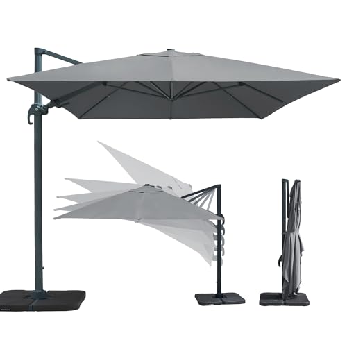 paramondo parapenda Plus Ampelschirm Ampelsonnenschirm, 360° Schwenkbar, Axiale Neigung,...