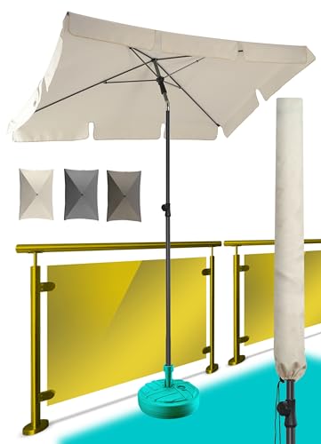 Menz Sonnenschirm, inkl. Sonnenschirmhülle - UPF 50+ Sonnenschirm rechteckig 200 x 125 cm,...