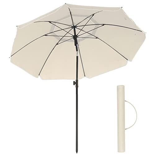 SONGMICS Sonnenschirm 160 cm, Sonnenschutz, UPF 50+, Strandschirm, beidseitig um 30° knickbar,...