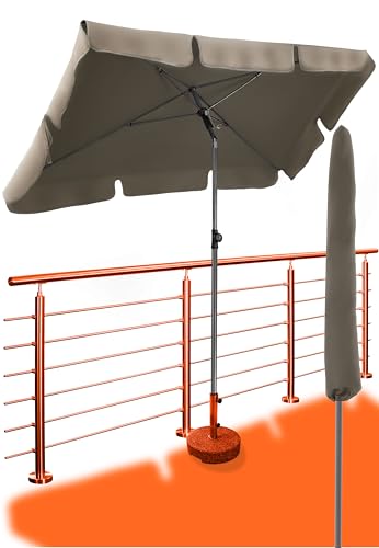 4smile Sonnenschirm Balkon SunnyShade Plus, mit Sonnenschirmhülle - Sonnnenschutz Balkon SET, Taupe...