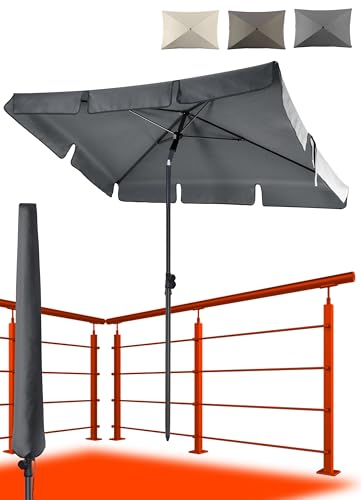 4smile Sonnenschirm Balkon SunnyShade, 200 x 125 cm, Anthrazit - UPF 50+ Sonnenschirm rechteckig als...