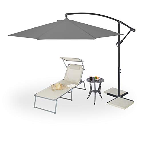 Relaxdays Ampelschirm mit Kurbel, ∅ 300 cm, inkl. Schutzhülle, schwenkbar, stabil, XXL...