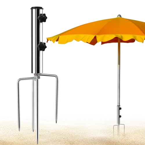 Taufe Erdspieß Sonnenschirm, Schirmständer Strand Rasendorn für Sonnenschirm aus Metall Spieß...