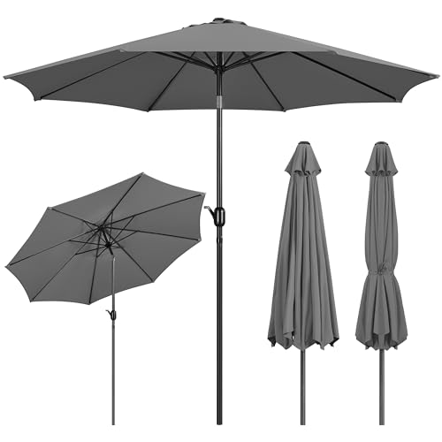 Yaheetech Sonnenschirm Φ 300 cm Kippbar Gartenschirm mit Kurbel Terrassenschirm Marktschirm mit 8...