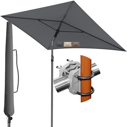 Menz Sonnenschirm Balkon - 3-IN-1 Sonnenschutz Balkon SET in Anthrazit, UPF 50+ Sonnenschirm...