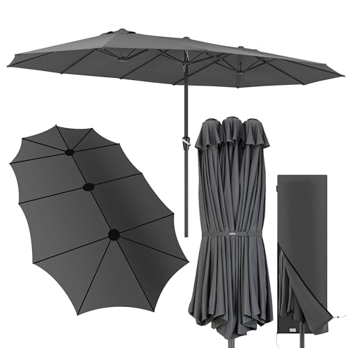 Kingsleeve Sonnenschirm 460x270 cm UV Schutz 80+ Schutzhülle Kurbel Stabil Groß Garten Terrasse...