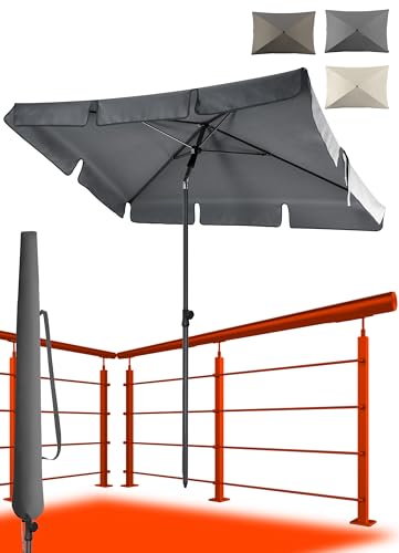 4smile Sonnenschirm Balkon SunnyShade, 200 x 125 cm, Anthrazit - UPF 50+ Sonnenschirm rechteckig als...