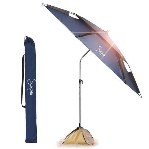 Sunphio Sonnenschirm Strand 220 cm, Windfest Stabil, Strandschirm Groß Klein, Leicht für Reise, UV...