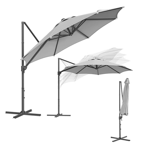 SONGMICS Sonnenschirm, Ampelschirm, 300 cm, UPF 50+, Gartenschirm, um 360° drehbar, Neigungswinkel...