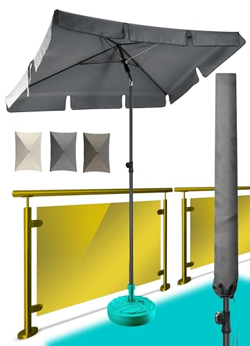 Menz Sonnenschirm, inkl. Sonnenschirmhülle - UPF 50+ Sonnenschirm rechteckig 200 x 125 cm,...