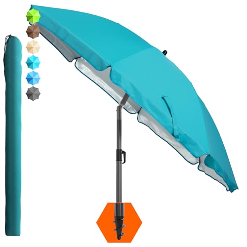 4smile Sonnenschirm Strand SunnyJoy, Türkis - UPF 50+ Strandschirm Ø 180 cm, sicherer Sonnenschutz...