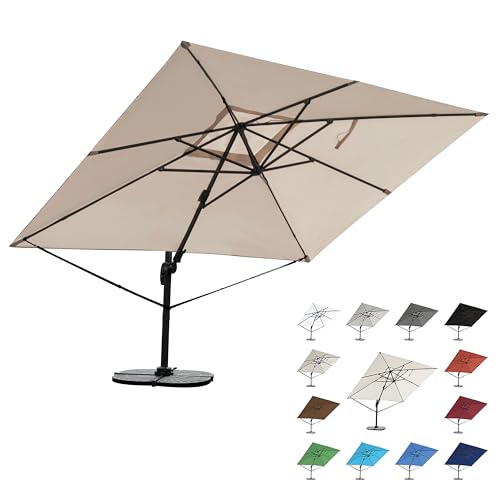 RS Trade 3x4 m Sonnenschirm 4-fach axial und 5-fach horizontal neigbar inkl. Schutzhülle &...