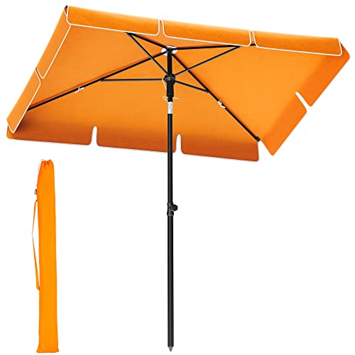 SONGMICS Sonnenschirm 200 x 125 cm, Balkonschirm UPF 50+, Sonnenschutz, beidseitig um 30° knickbar,...