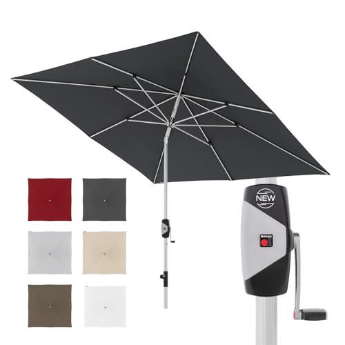 Knirps Automatic Sonnenschirm 240x240cm Dunkelgrau I innovativer UV-Schutz mit automatischem Öffnen...