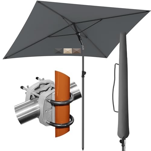 4smile Sonnenschirm Balkon SunnyShade Plus, Sonnnenschutz Balkon SET 3-in-1, Anthrazit - UV50+...
