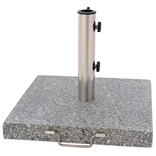 Nexos Sonnenschirmständer 30kg polierter Granit Edelstahl eckig 45 x 45 cm Schirmständer mit Griff...