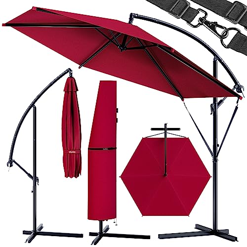 Kingsleeve Ampelschirm Sonnenschirm Ø 300cm Groß Rund mit Ständer Abdeckung Windsicherung Alu...