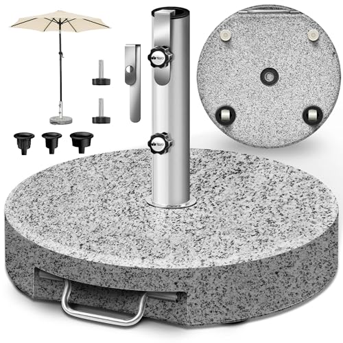tillvex Granit Sonnenschirmständer mit Edelstahlrohr | Schirmständer Sonnenschirm für...
